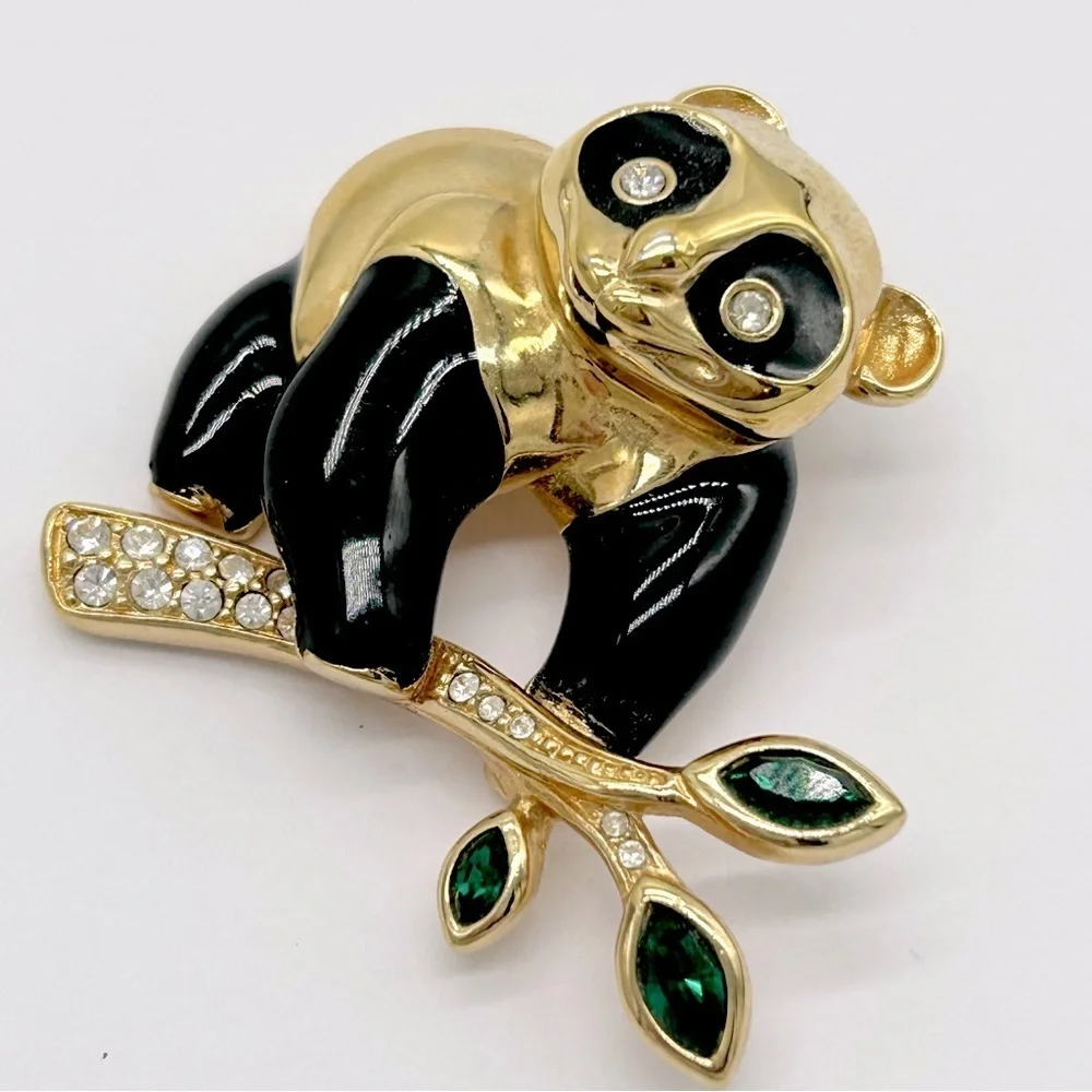 Swarovski Crystal Panda Brooch Pin